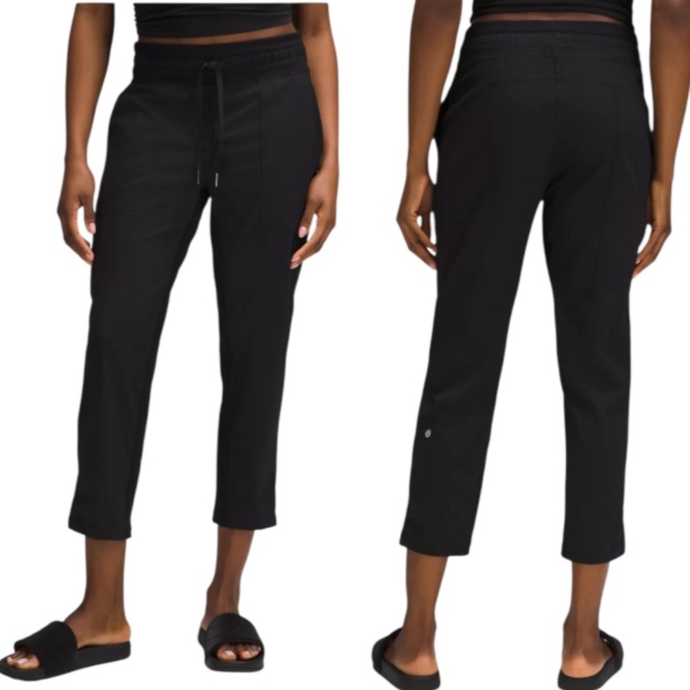 Lululemon black crop length adjustable cinch drawstring waist athletic pants 6